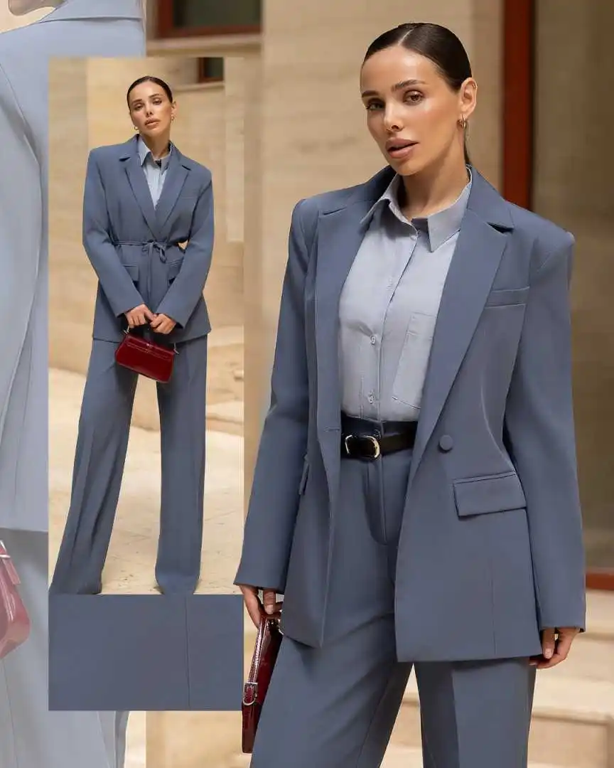Custom Women Suit 2 Piece Jacket Pants Sets One Button Notch Lapel Commute Female Office Formal Occasion Wear