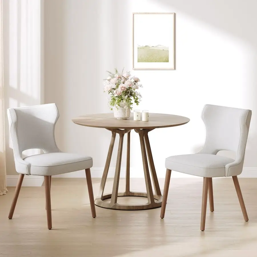 

Dining Chairs Set of 2, Farmhouse Dining Room Chairs, Modern Kitchen Chairs, Upholstered Chair for Restaurant amp Cafe, Light Gr