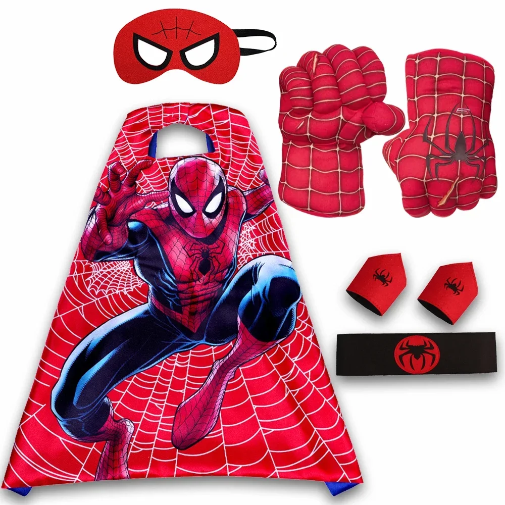 Marvel Superhero Hunk Halloween Clothes for Spiderman Cosplay Costume Gloves Spider Man Mask Cape Cloak Waistband Anime Customer
