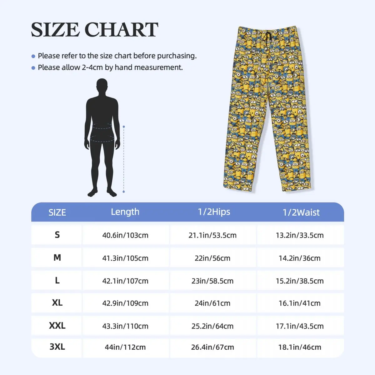 Custom M-Minions Repeat Patterns Pajama Pants Men Cartoon Cute Lounge Sleep Drawstring Sleepwear Bottoms with Pockets