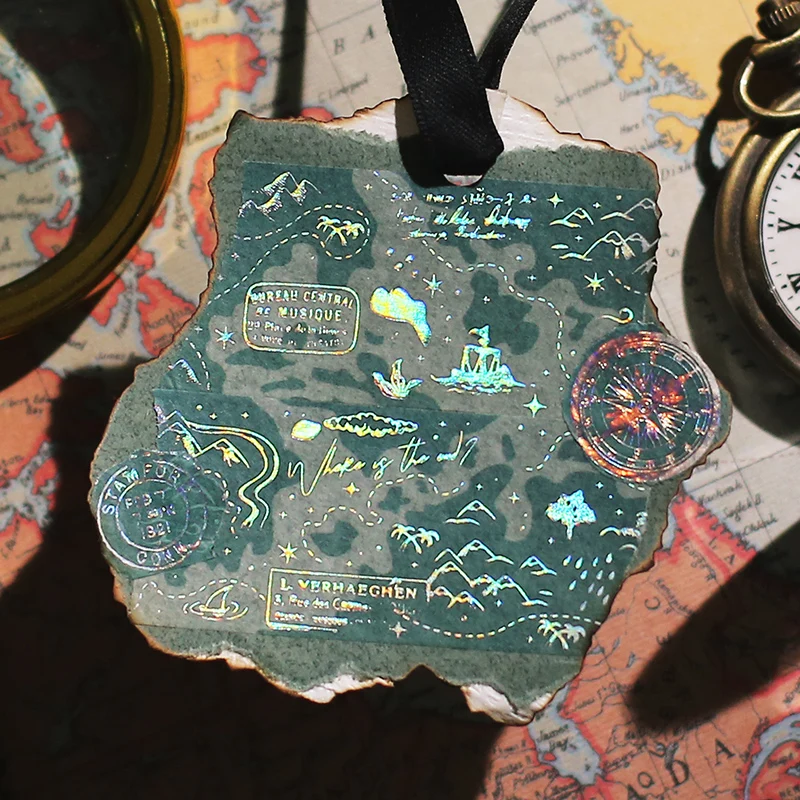 الليزر الفضة الساخن ختم السماء المرصعة بالنجوم الشريط ستار الرسم البياني حالمة تصميم مجلة ألبوم الصور الزخرفية قطع ومواد التسمية DIY #5