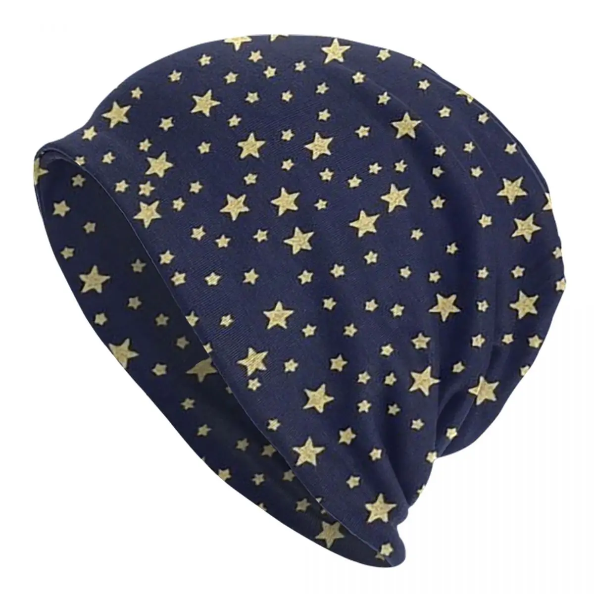 Navy Blue Sky And Stars Print Unisex Adult Beanies Caps Knitting Bonnet Hat Warm Fashion Autumn Winter Outdoor Skullies Hats