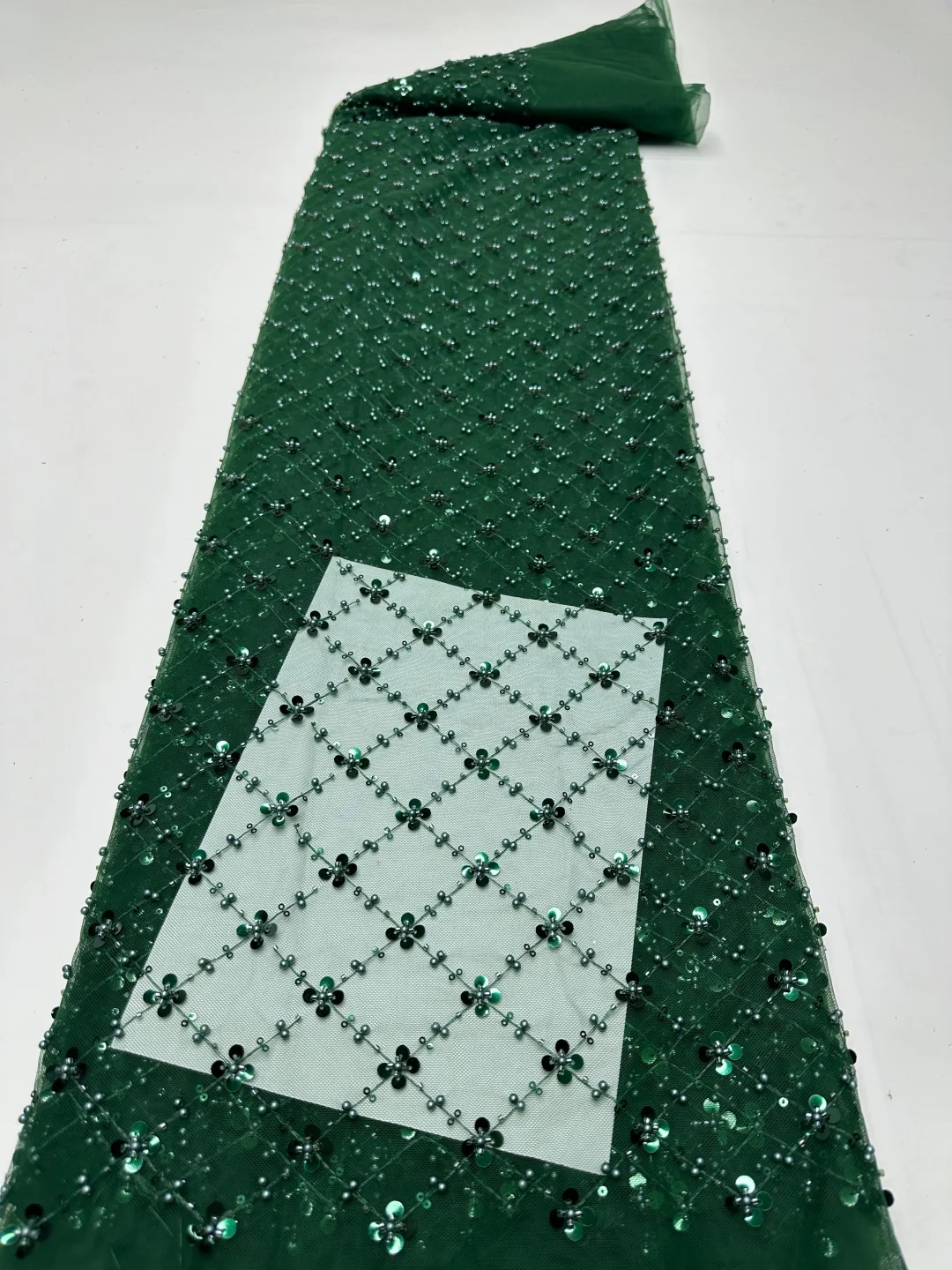 Luxury Teal African Sequins Beaded Lace Fabric 2026 High Quality Groom Nigerian Wedding Bridal Embroidery French Tulle Sewing