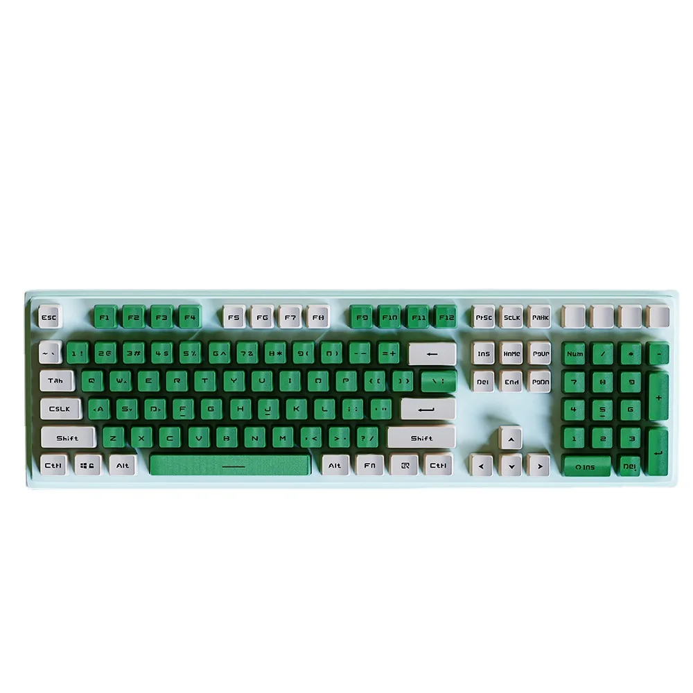 Cheese green and white matching ABS two-color keycaps  minimalist PBT material  full set of mechanical keyboard keycaps