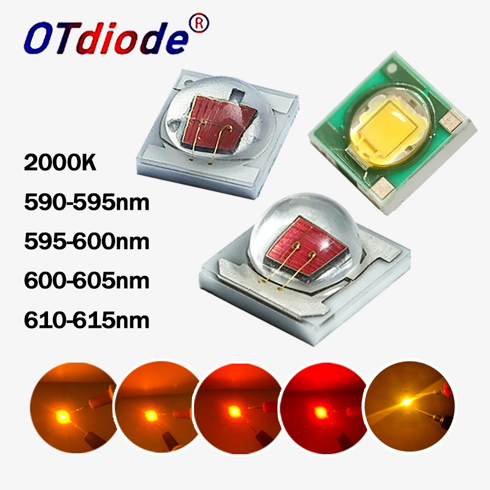 10-50Pcs 3535 Ceramic LED Lamp Beads 3W High Power Amber Yellow Orange Light 590 595 600 605 610 615nm 2000K 2-2.6V For DIY Lamp