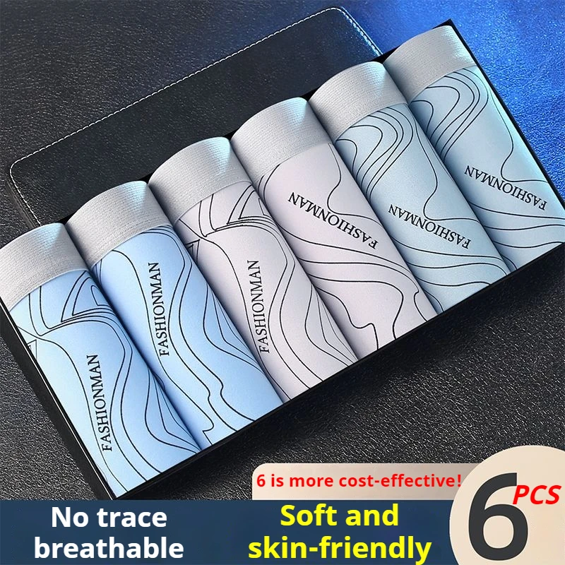 

6 шт., мужское сексуальное нижнее белье, боксеры, мужские короткие, мягкие, удобные, дышащие, модные, антибактериальные, мужские шорты для бега для фитнеса