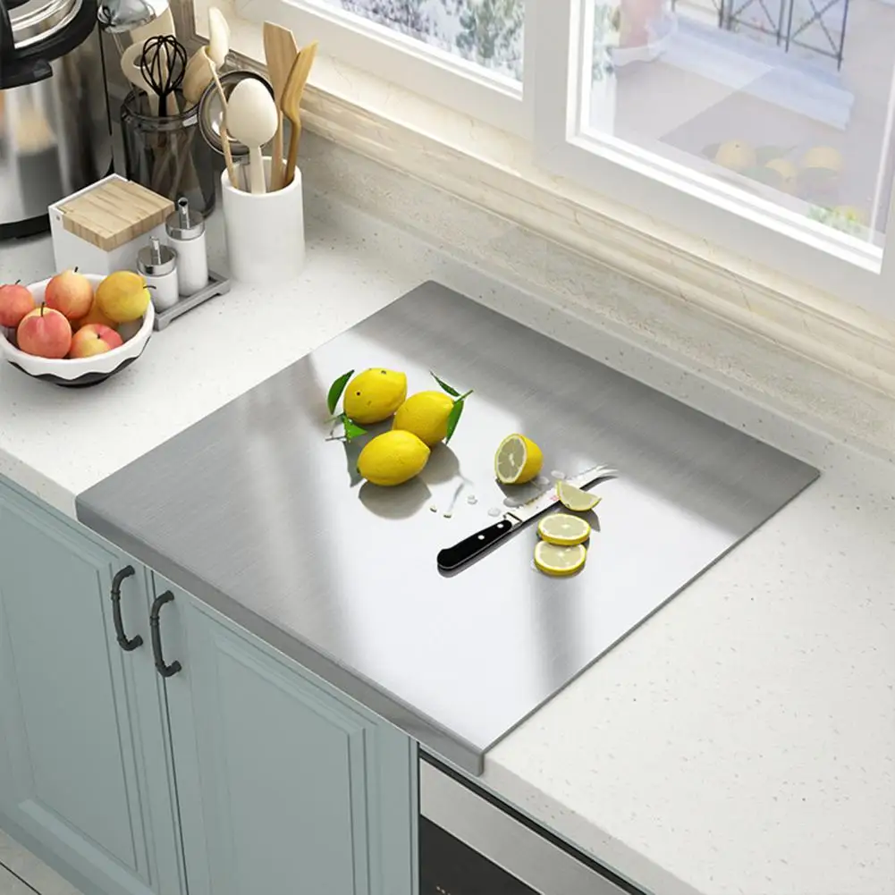 Lightweight Kitchen Cutting Board Stainless Steel Cutting Board with Non-slip Surface 90-degree L-shaped Edge Dough Pastry Mat
