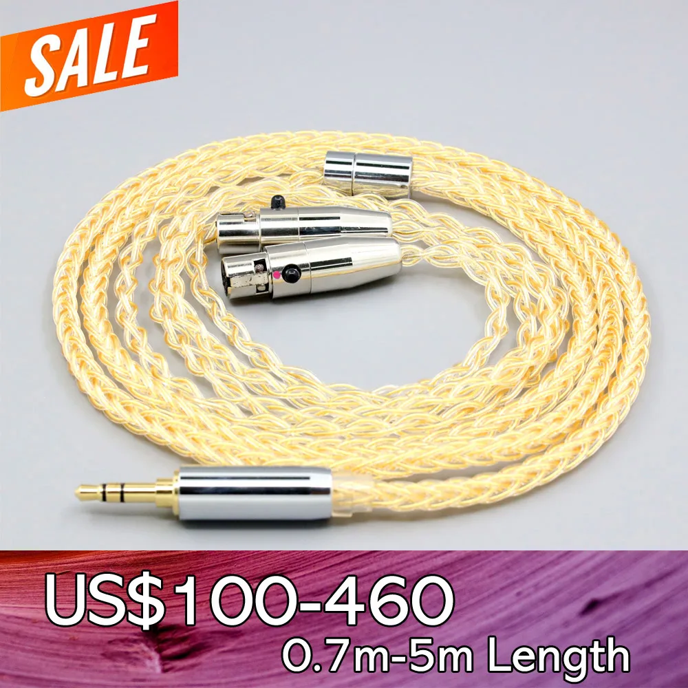 8 Core 99% 7n Pure Silver 24k Gold Plated Earphone Cable For Monolith M1570 Over Ear Open Back Balance Planar Headphone LN008436