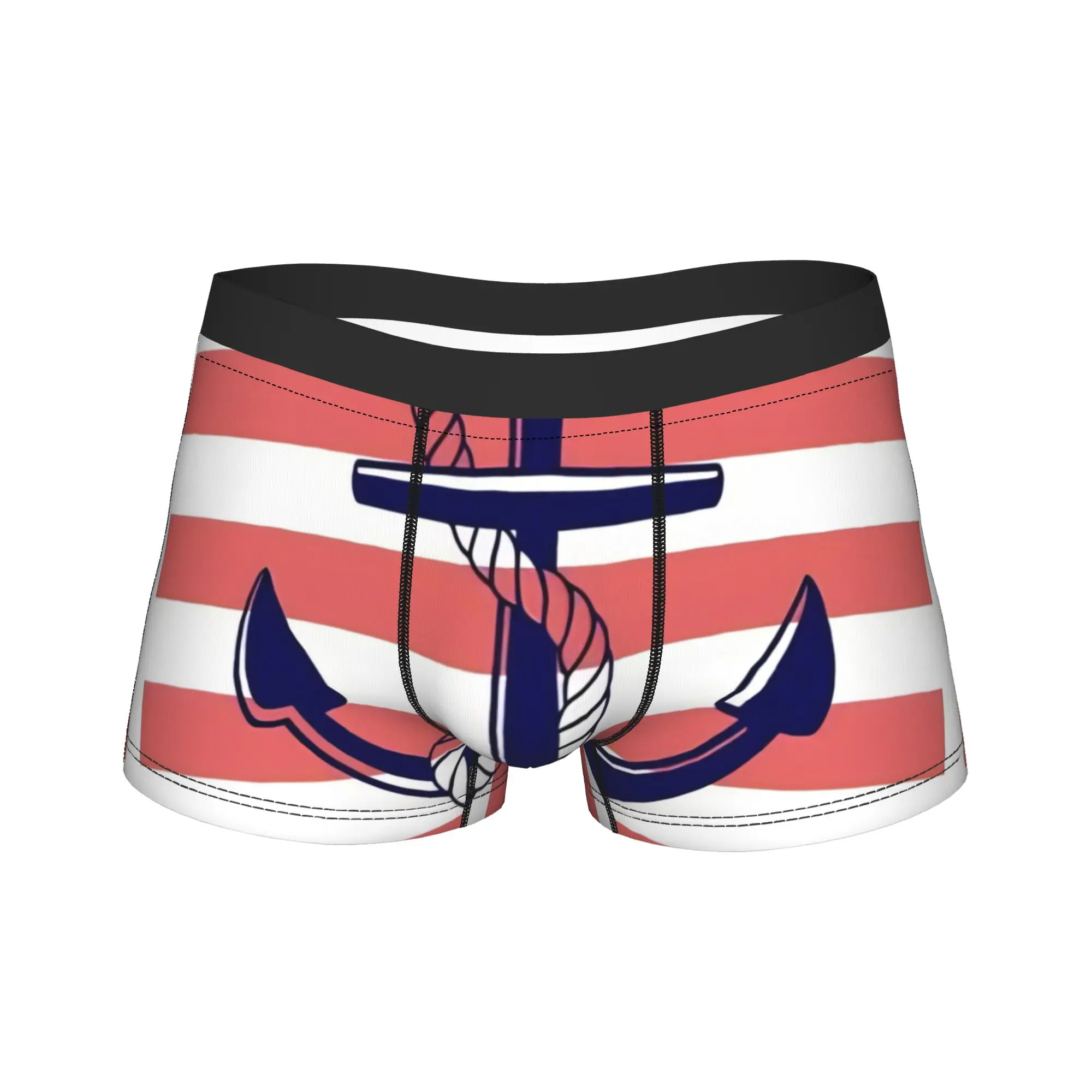 Nautical Anchor Boat Underwear  Male Panties Pattern Breathable Boxershorts High Quality Shorts Briefs Big Size
