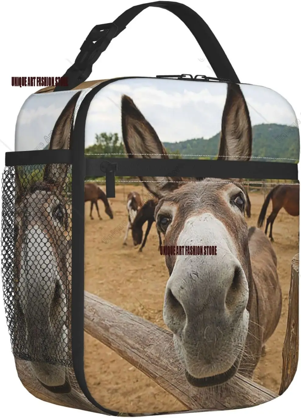 Funny Donkey Lunch Bags Insulated Reusable Lunch Box Cooler Tote Portable Bento Bags For Men Office Work Travel Picnic