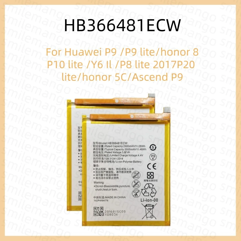 Batería HB366481ECW Compatible con Huawei p9 /p9 honor 8 p10 y6 II p8 2017 p20 lite honor 5C Ascend P9