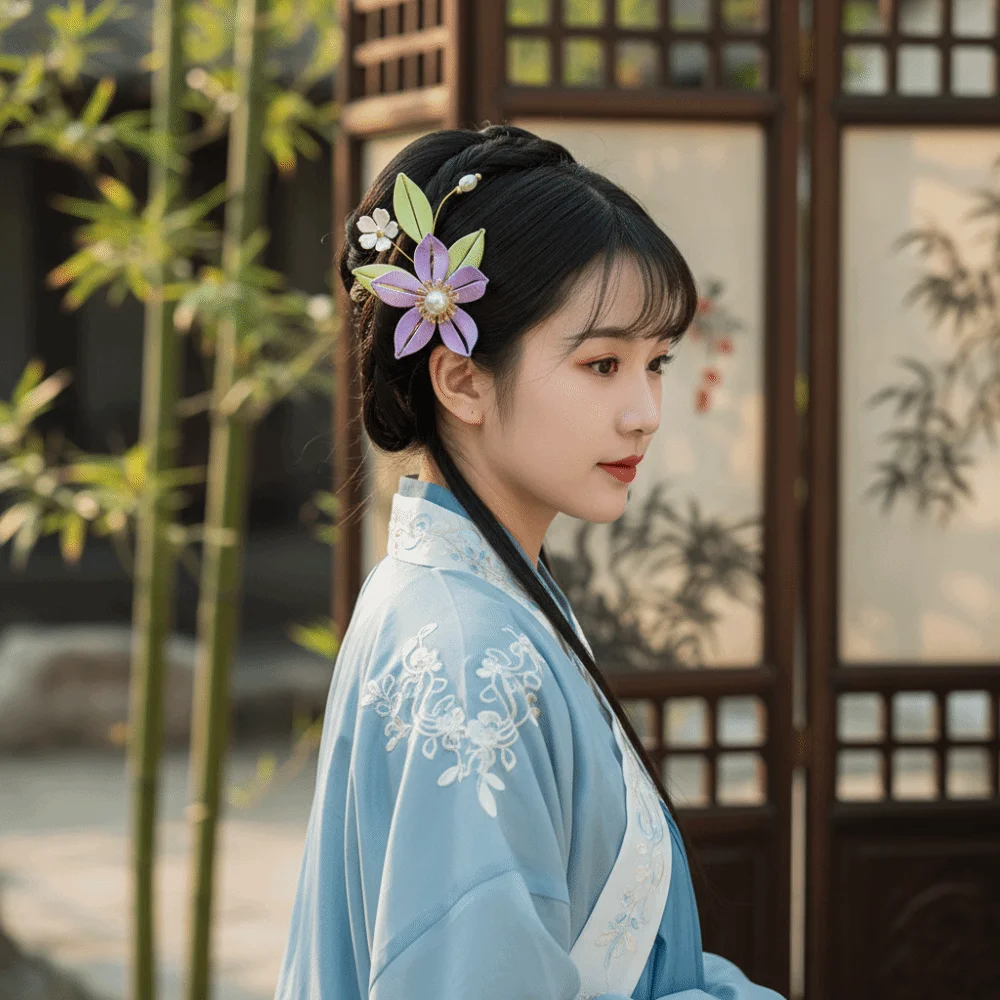 

Antique Hair Comb Chinese Style U-shaped Hair Stick Pearl U Shape Velvet Flower Hair Clip Cloth Vintage Hanfu Headwear for Women