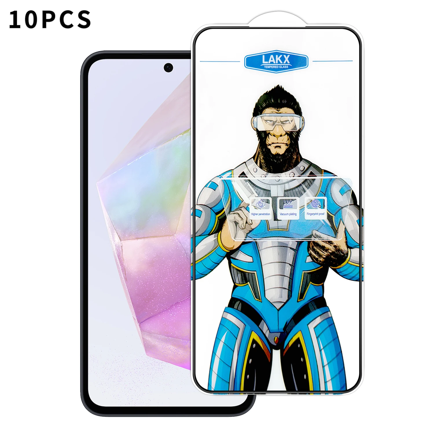 

For Samsung Galaxy A35 5G 10Pcs High Definition Tempered Glass Anti-fingerprint Anti-static Electroplating Full Screen Protector