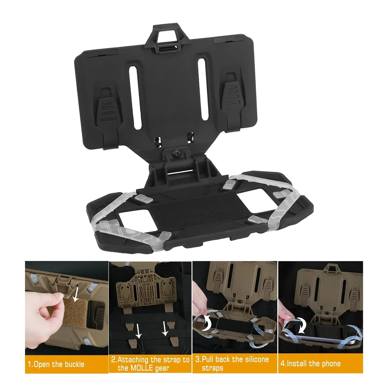 Tactical Gear Plate Carrier Vest Accessories Phone Chest Mount Holder  ,Quick Access Foldable navigation board holder