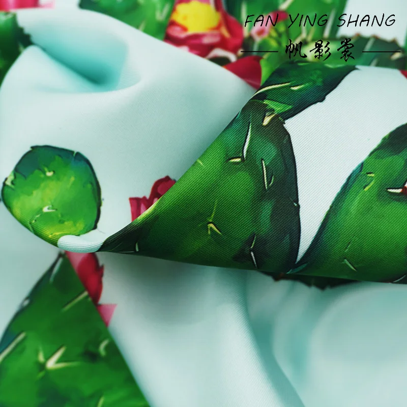 2025 Cactus Flower Digital Twill Fabric For Dress Telas Para Costura Tissus Couture ткань Cloth Material Sewing Stoff Diy