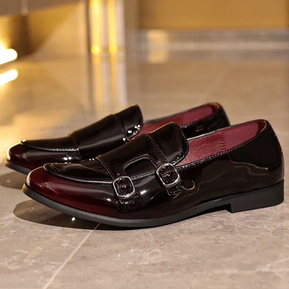 حذاء رجالي بحزام راهب مزدوج يناسب حذاء بيني إيطالي بدون كعب رجل رسمي أنيق مكتب رجل أحذية بدون كعب أحذية رسمية فاخرة #1