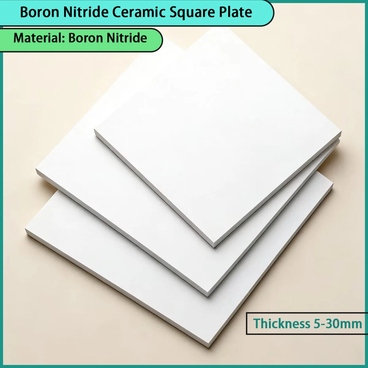 5-30mm Thick Boron Nitride Ceramic Square Plate Is Used for Semiconductor, Metallurgy, Electronic Heat Dissipation, Etc