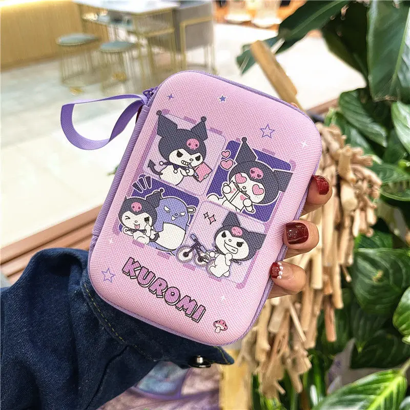 Sanrios Hellokitty Data Cable Bag Cartoon Kuromi Phone Charger Portable Bin Earphones Camera Zipper Case