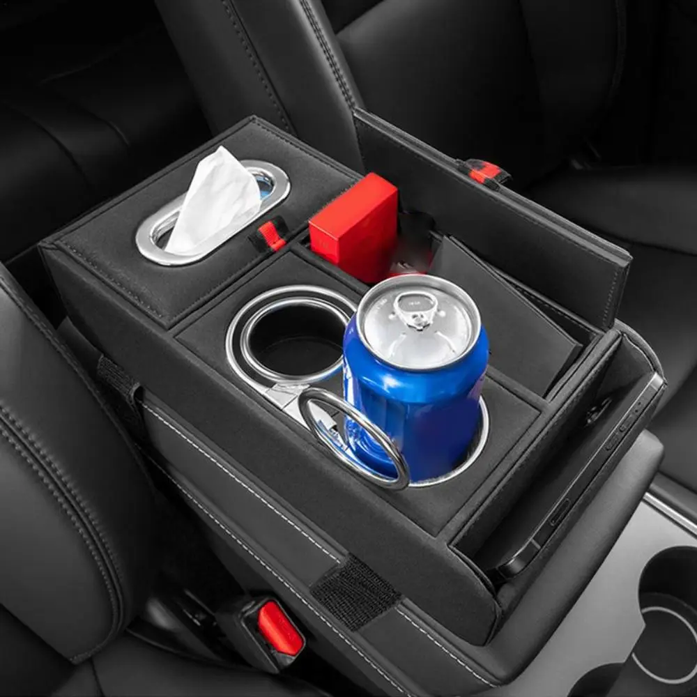 

PU Leather Car Armrest Cushion Arm Rest Height Pad Double Cup Holder Tissue Box Comfort Pad Cover Heighten Pads