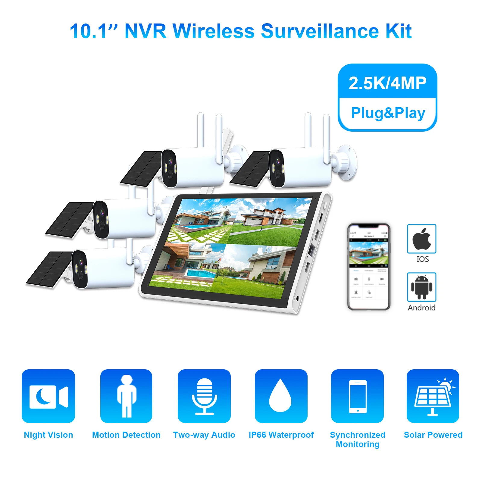 2025 New WIFI NVR Security CCTV Camera System Video System Auto Tracking Wireless Outdoor Camera Kit