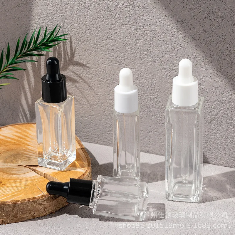 20 Stück 5ml 7ml 10ml 20ml Quadratische Tropfflaschen aus Glas, Leere Flaschen für Ätherische Öle, Aromatherapie, Tragbare Kosmetik-Probenfläschchen – Detail 4