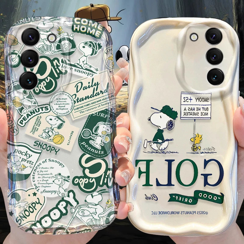 Playing Baseball S-Snoopy Case for Samsung Galaxy S25 S24 S23 S22 S21 Ultra Plus S20 FE A73 A72 A71 A56 A55 A54 5G A51 4G Cover