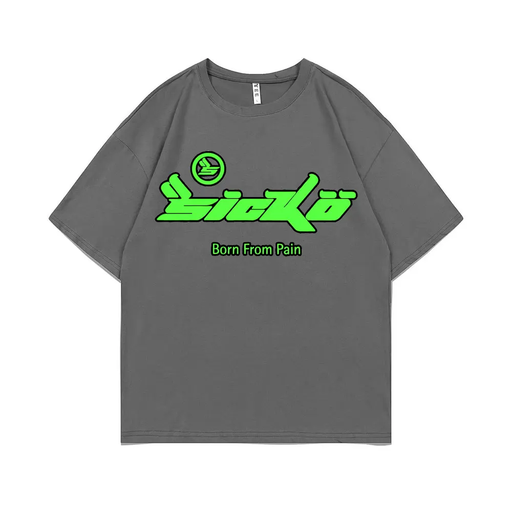 Sicko Born From Pain Green Letter Logo Print Tshirt Men Women Hip Hop Rock Punk Oversized T Shirt Short Sleeve Summer Homme Tees