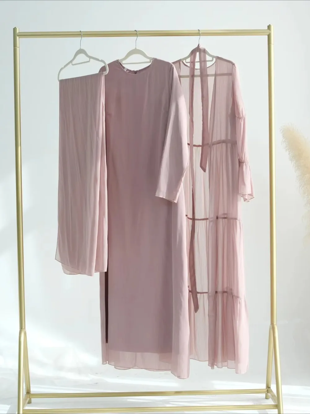 ผู้หญิง Abaya ชุด 2 ชิ้นชุดมุสลิม Abayas ชีฟอง Jalabiya Hijab Lace Up Ramadan โมร็อกโกดูไบ Kaftan Vestidos ยาว Robe ชุด