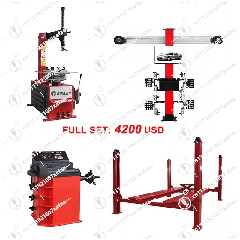 Full Set of Four-column Hydraulic Lift (4T Bearing Capacity) Four-wheel Aligner Automatic Tire Disassembly and Assembly Machine