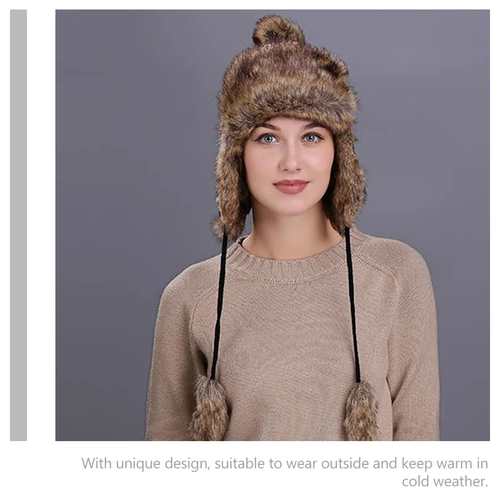 

Wool Cap Warm Hat Knitted Keeping Windproof Ear Warmers Woolen Hats for Women Cold Weather Miss Covers