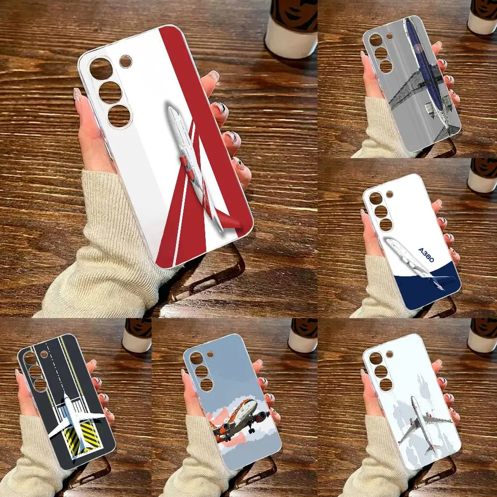 B-Graffiti Travel Airplane Pattern Clear Hard Phone Case For Samsung Galaxy A91,80,73,72 ,71,53,52,32 ,31,22,21,21s,20 Transpar