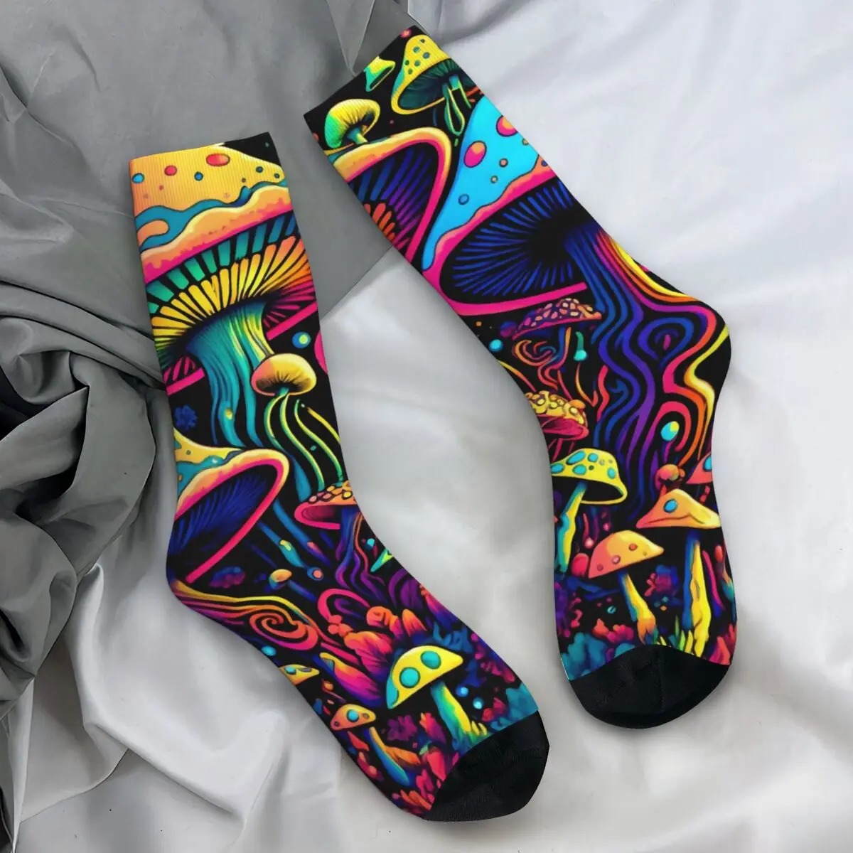 Psychedelic Mushrooms Stockings Unisex Colorful Print Socks Comfortable Vintage Socks Winter Running Sports Anti Slip Socks Gift