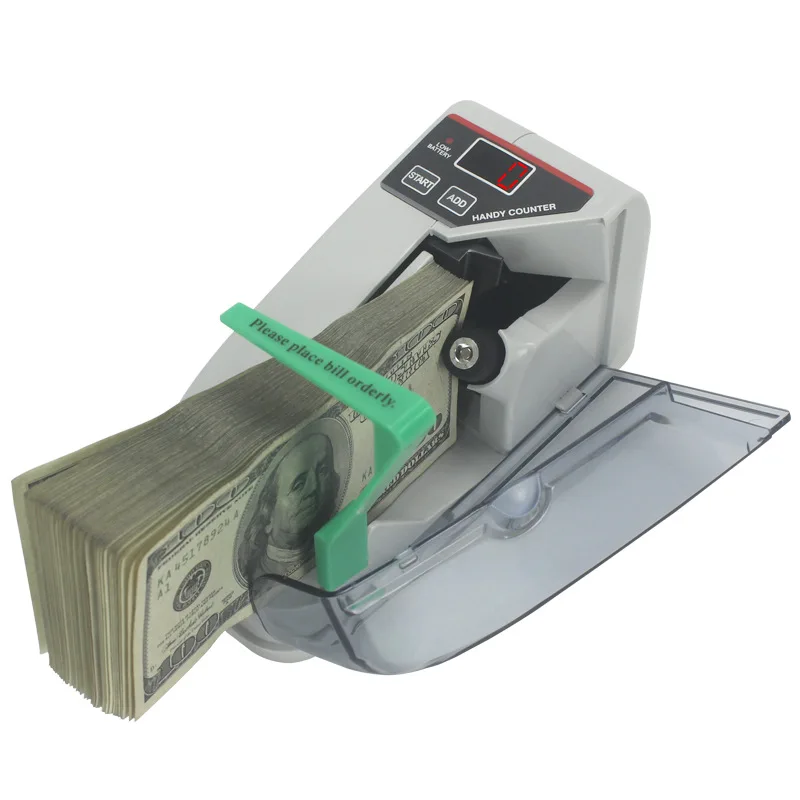 Mini Portable Bill Counter V30 with Adapter Battery Multi-Currency Fast Count Compact for Retail Shop Money Counting Machine