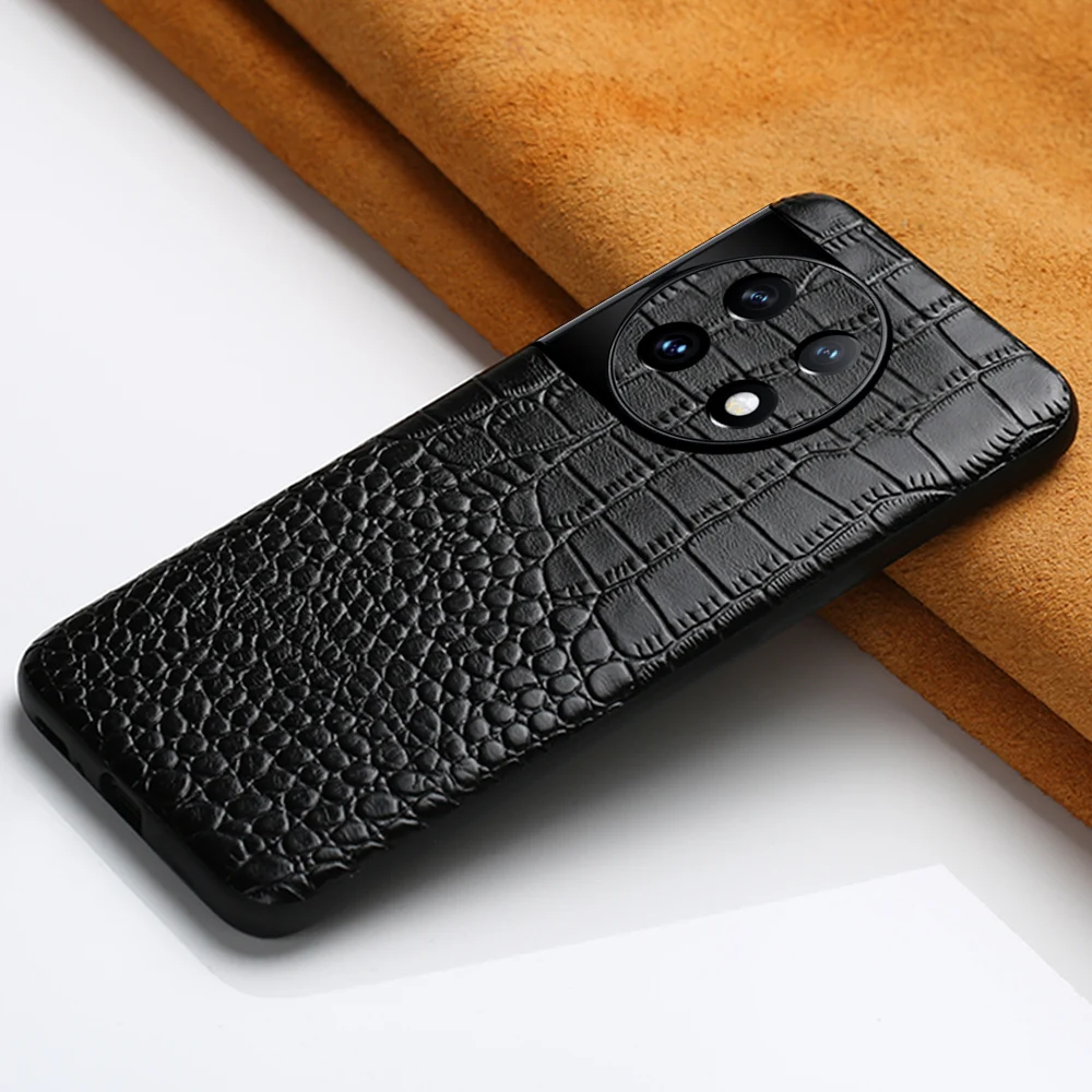LANGSIDI Handyhülle aus echtem Rindsleder für Oneplus 12 13 One Plus, stoßfeste Luxus-360-Vollschutz-Rückseite