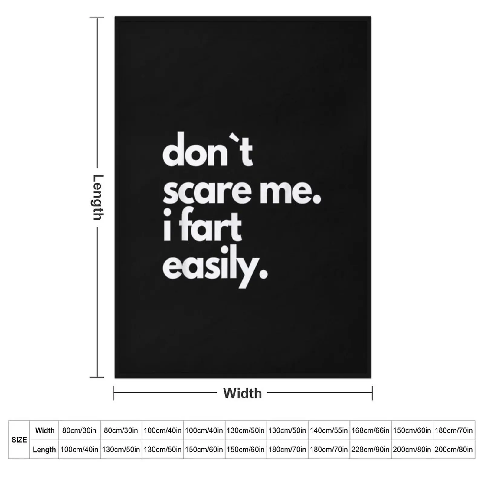 Don`t Scare Me I Fart Easily Funny T-Shirt Throw Blanket couch cozy soft plush fuzzy picnic outdoor blanket
