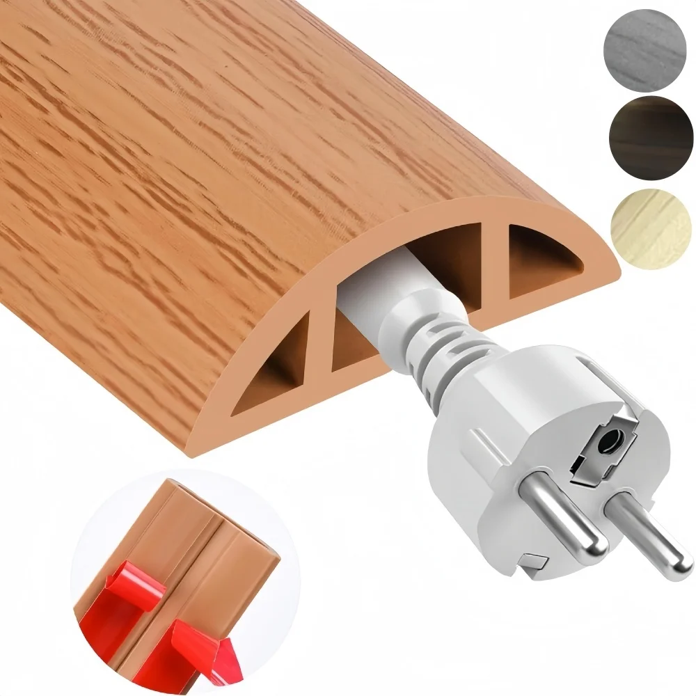 1 unidad de cubrecables autoadhesivo para suelo de 1m/2m/3 metros x 3 cm, ocultador de cables para el suelo, cubrecables para cables en el suelo