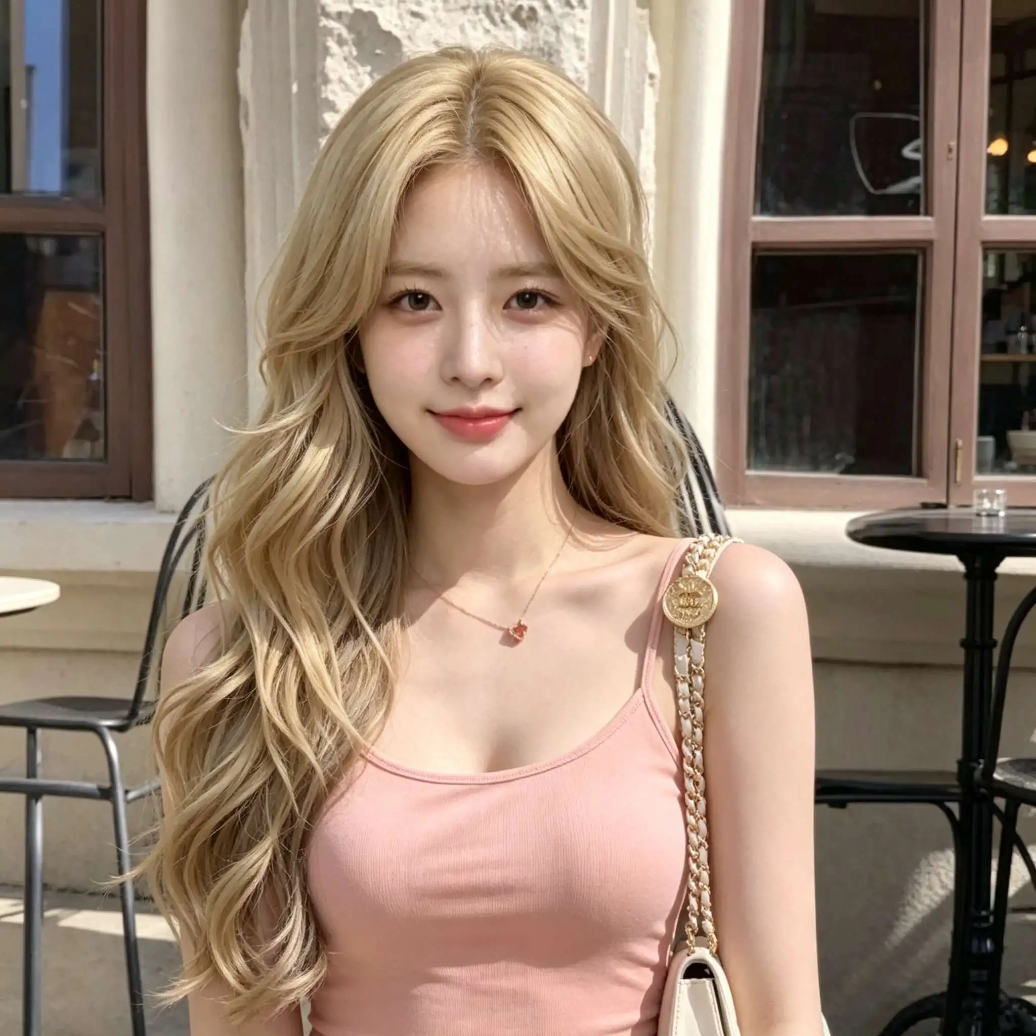 European and American-style anime Synthetic wig with buckle net, light golden color, slightly curly long wig,for cosplay
