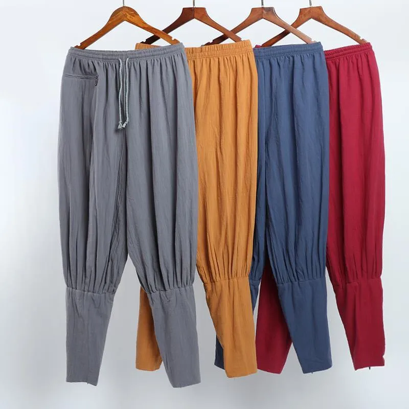 Summer New Cotton Linen Monk Pants Buddhist Zen Lay Trousers Traditional Chinese Bottoms Buddha Shaolin Monk Kung Fu Pants