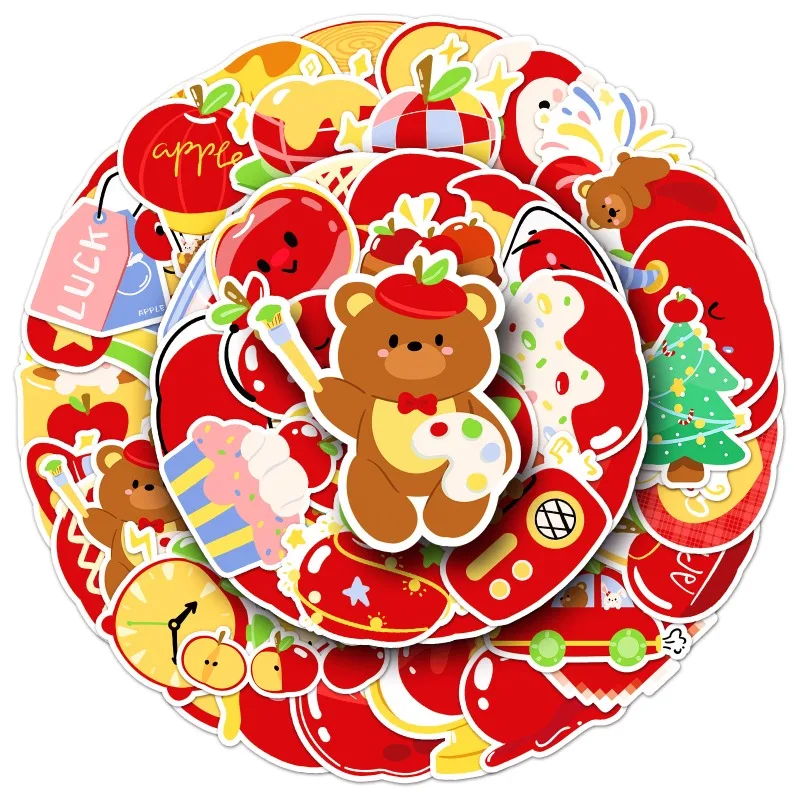 50pcs personalidade dos desenhos animados maçã criativo graffiti adesivos decorativos