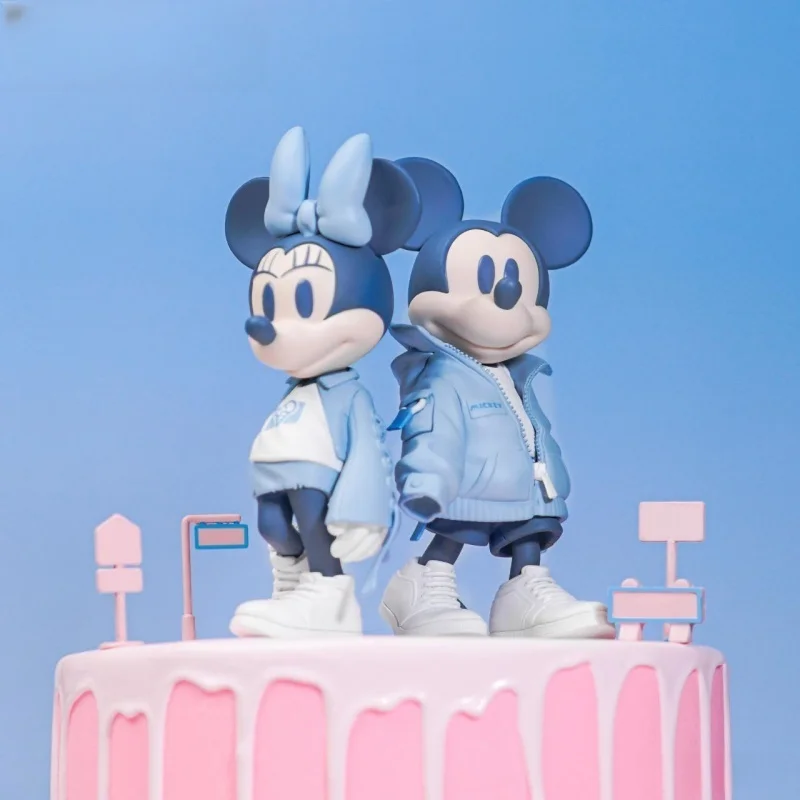Figurines d'anime originales et authentiques Disney, sweat à capuche rose, Minnie Mickey, 2 styles, cadeaux de mariage, poupées d'ornement, jouets