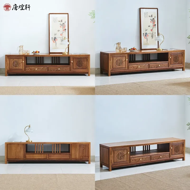 For Chinese Antique Style Solid Wood TV Cabinet Mahogany Chicken Wing Wood Living Room Bedroom Simple Storage Locker