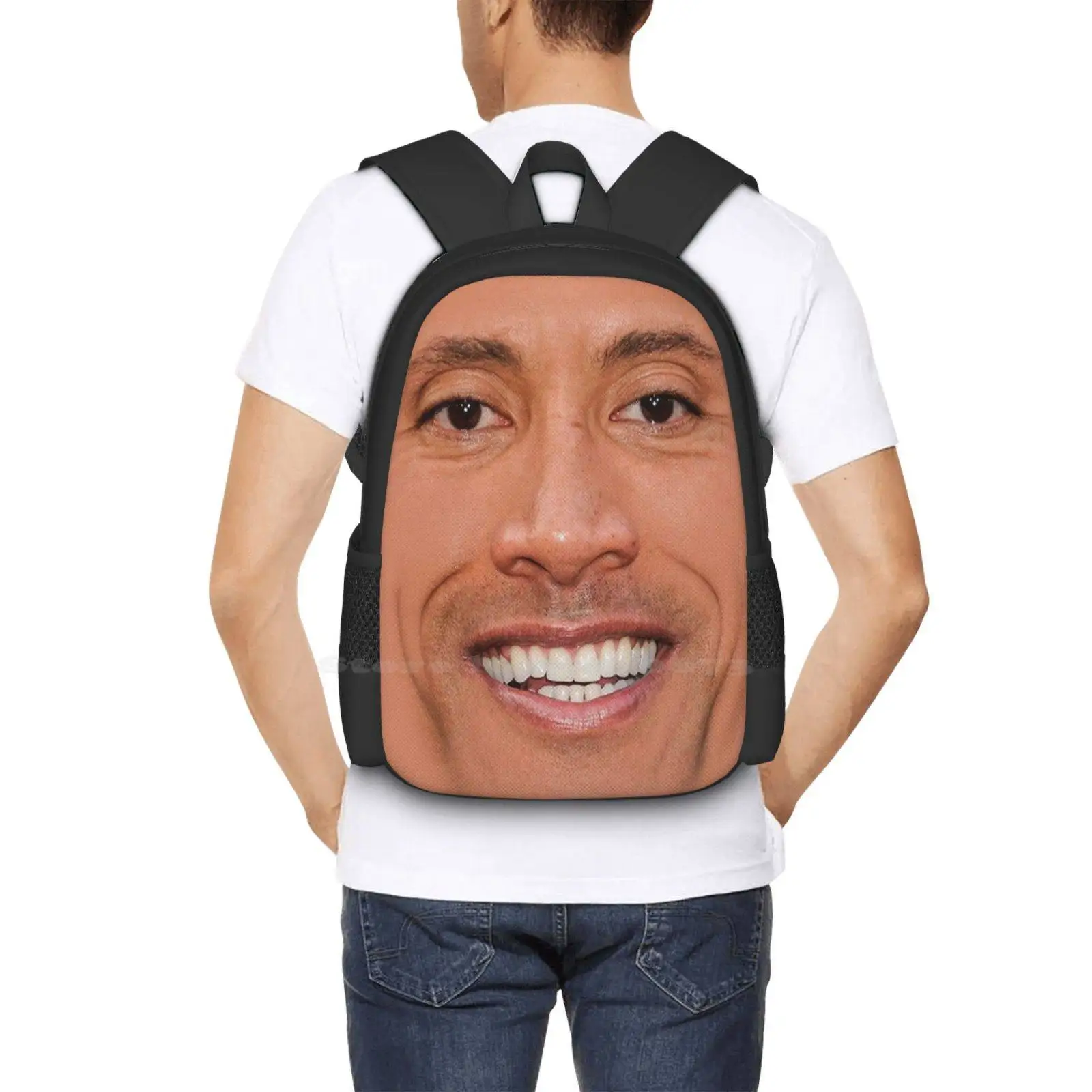 Dwayne School Bags Travel Laptop Backpack Dwayne Johnson Wrestling Wrestler Fighter Fighting Adult Swim Funny Memes Trendy