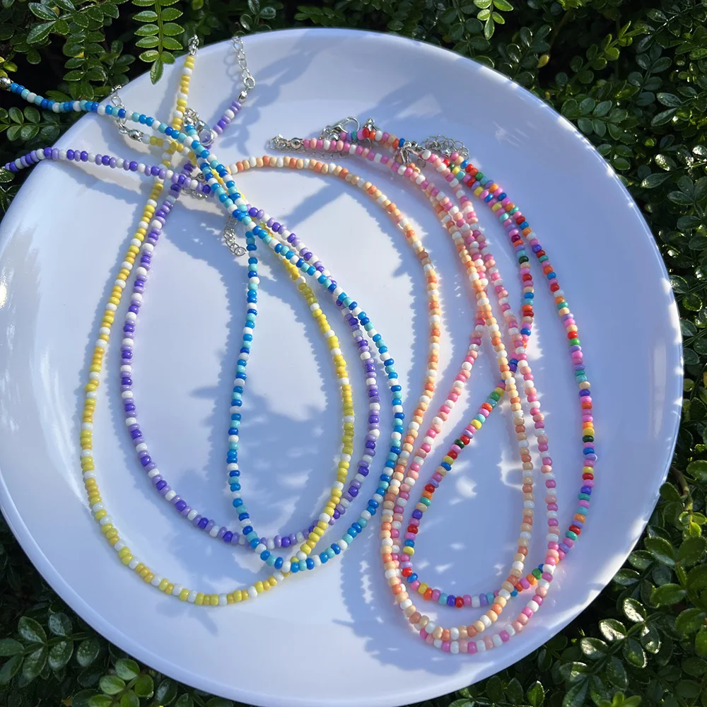 1PCS New INS Chain Colorful Pendant Necklace For Women Exquisite Ocean Collarbone Chain Cute Jewelry Gift Vacation Cheap Item