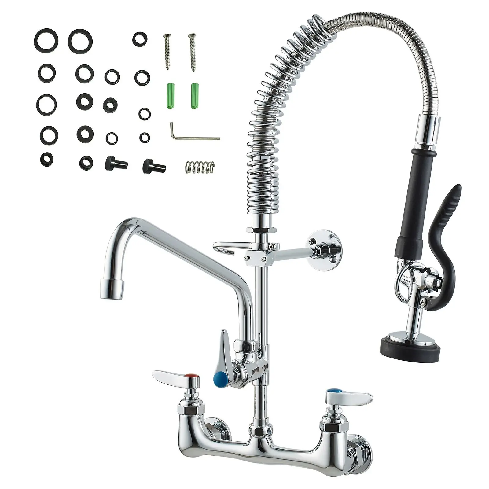 Wall-Mounted Brass Kitchen Faucet, 21