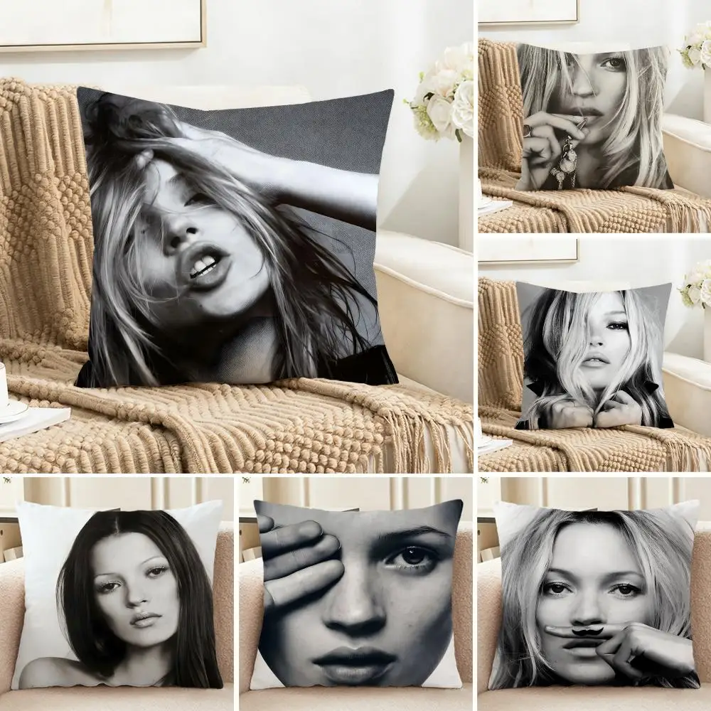Elegant Glamorous Iconic Kate Moss Cushion Cover Cozy Pillowcase Holiday House Interior Sofa Bedroom Accessories