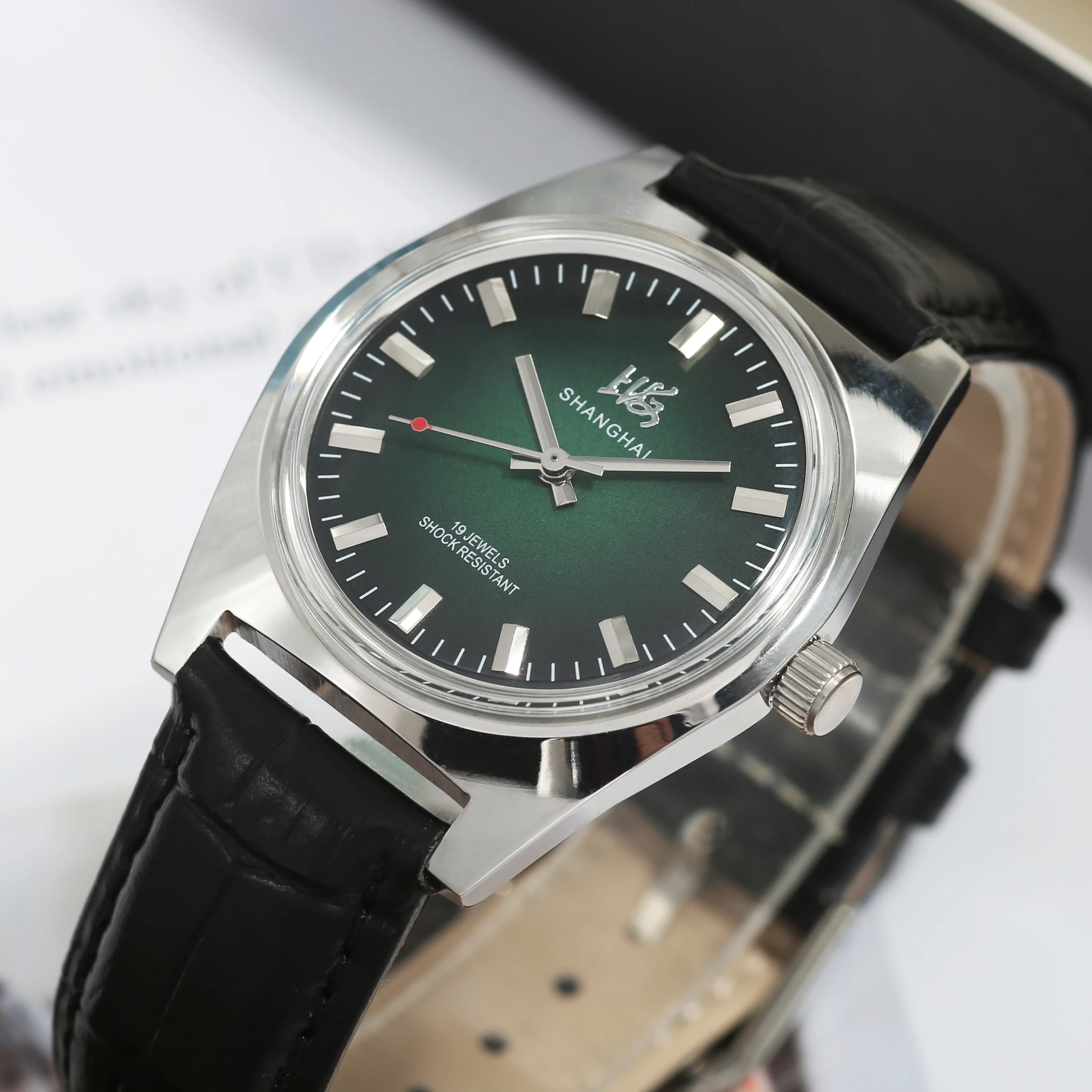 Reloj mecánico Shanghai de 36 mm con cuerda manual, modelo 7120, resistente al agua, reloj chino para hombre, venta al por mayor.