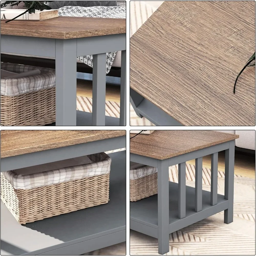 Table basse de salon, table basse grise avec support, 40 pouces