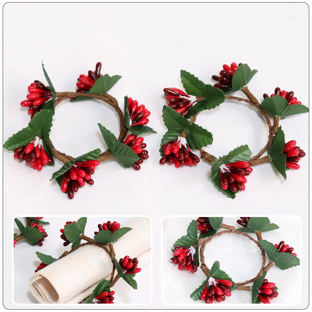 

10Pcs Christmas Red Berries Wreaths Small Door Garland Simulated Berry Rings Xmas Decor Party Hanging Ornament