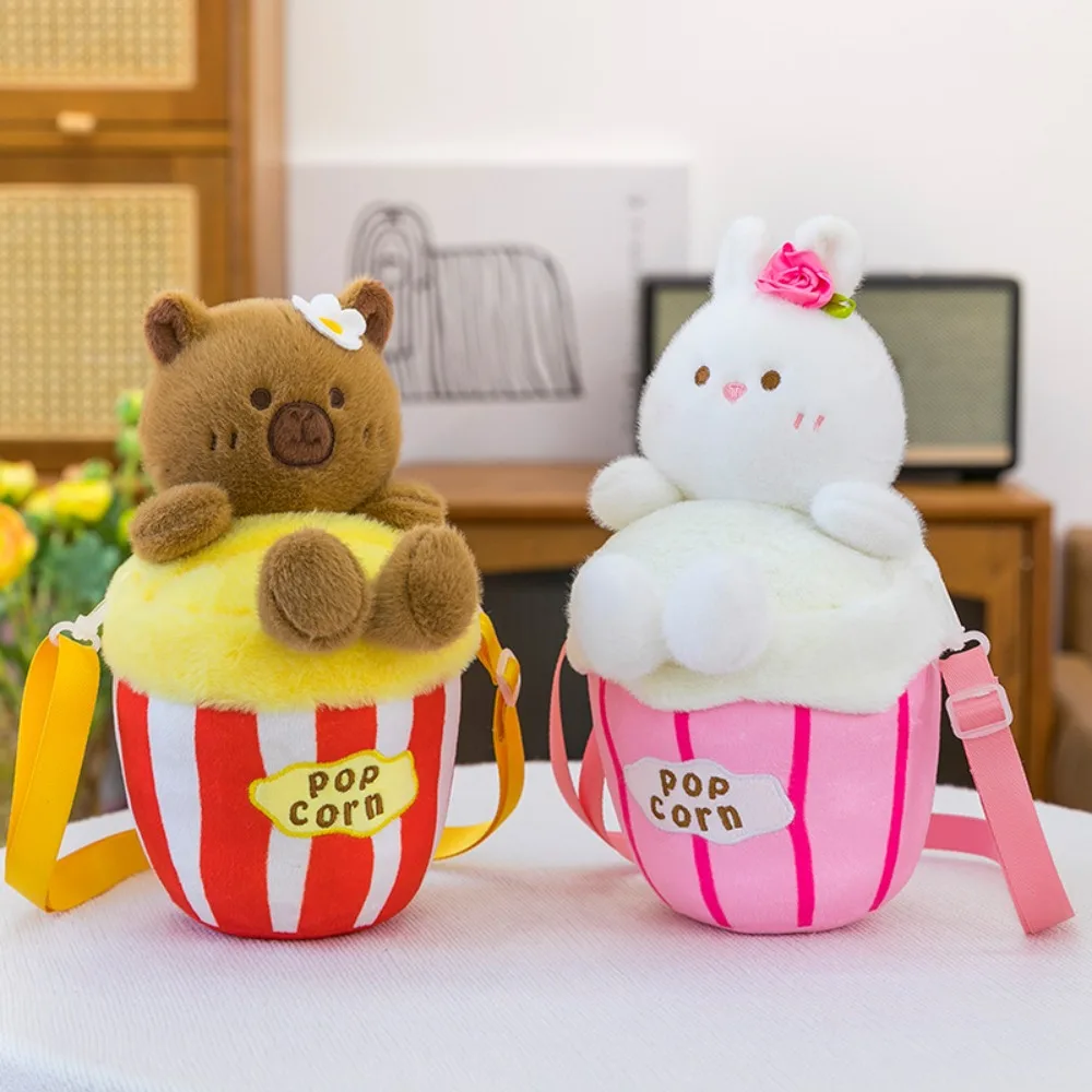 

Crossbody Popcorn Capybara Doll Bag Pillow Soft Popcorn Capybara Plush Toy Cute Fluffy Popcorn Rabbit Stuffed Doll Children Girl