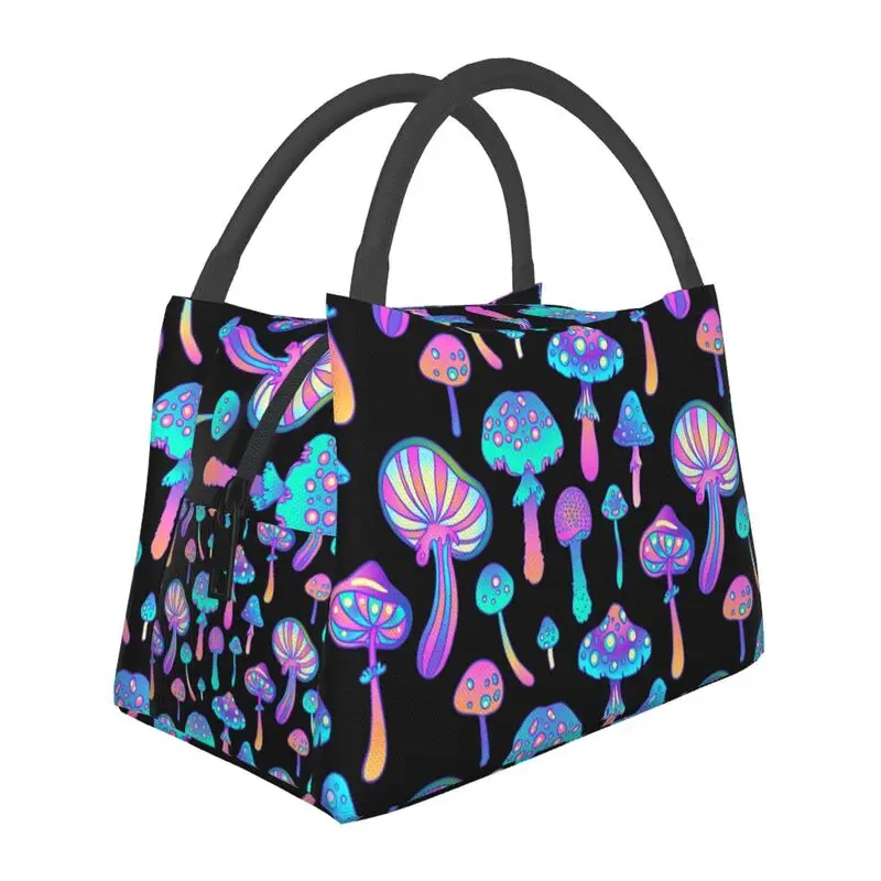 

Psychedelic Magic Mushroom Trippy Hippie Insulated Lunch Tote Bag for Women Resuable Thermal Cooler Bento Box Hospital Office